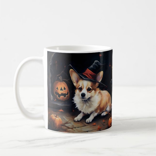 Corgi Pumpkins Halloween Scary Coffee Mug (Left)