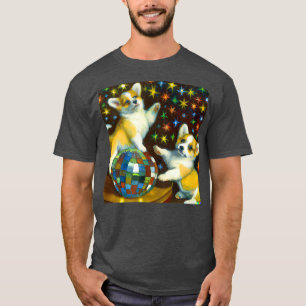Corgi Puppies Dance Disco Cute Dog Vintage 70s Dis T-Shirt