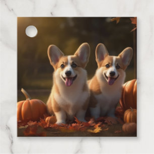 Corgi  Puppy Autumn Delight Pumpkin  Favour Tags