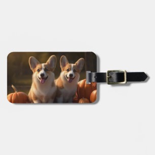 Corgi  Puppy Autumn Delight Pumpkin  Luggage Tag