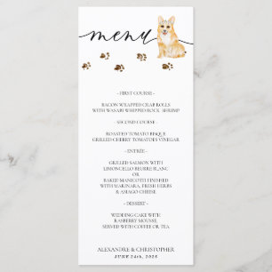Corgi puppy Dog Wedding Party Menu
