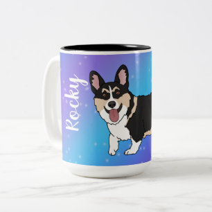 Corgi Puppy Galaxy Two-Tone Coffee Mug