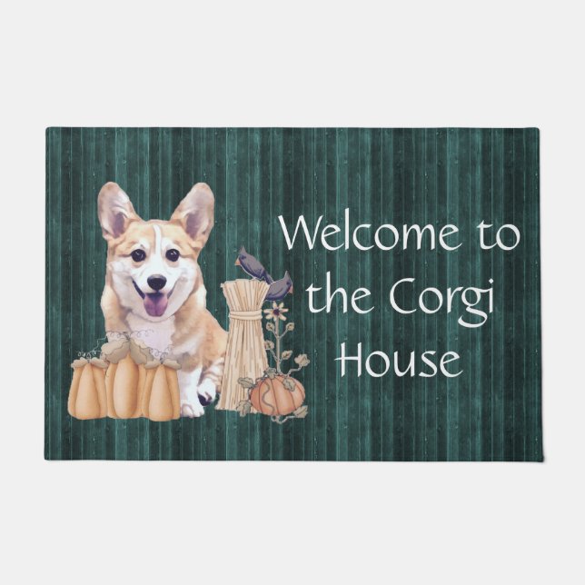 Corgi Puppy in Autumn Doormat (Front)