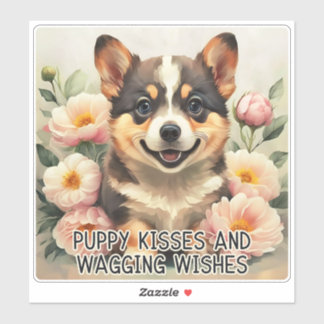 Corgi Puppy Kisses - Mother's Day Sticker