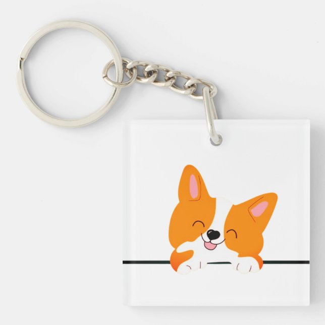 Corgi, Puppy, Pet Key Ring (Front)