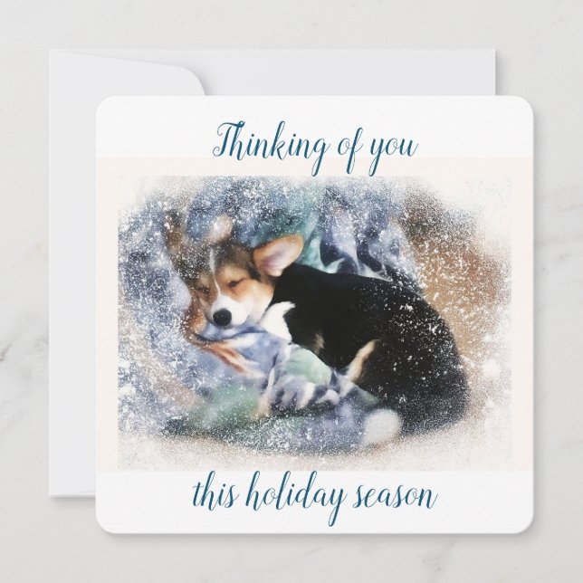 Corgi Puppy Thinking of You Card (Front)