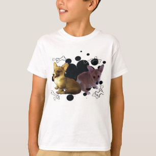 Corgi Pups with black dots background - T-Shirt