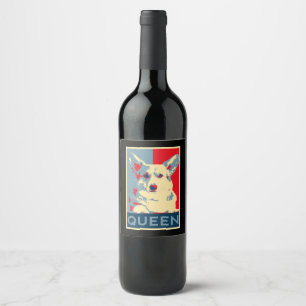 Corgi Queen Art Dog Art For Fans Of Corgis And Dog Wine Label