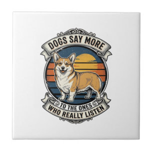 Corgi Quote Shirt Vintage Engraving Dog Lover Tee_ Ceramic Tile
