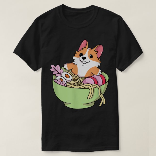 Corgi Ramen Cute Japanese Dog , Funny Cute Corgi  T-Shirt (Design Front)
