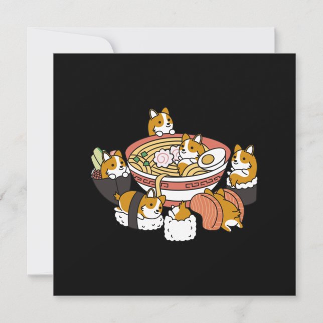 Corgi Ramen Sushi Thank You Card (Front)