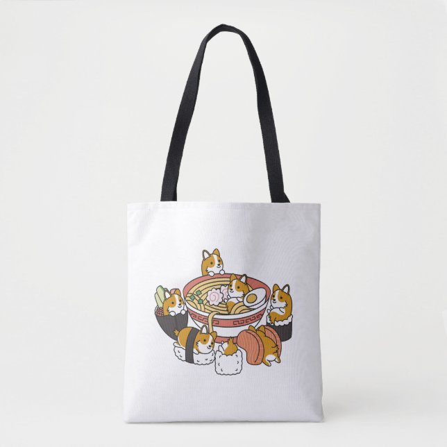 Corgi Ramen Sushi  Tote Bag (Front)