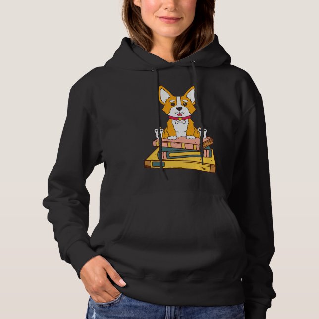 Corgi Reading Hoodie (Front)