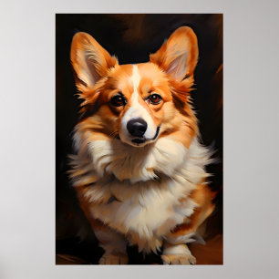 Corgi Realism Art Portrait Poster
