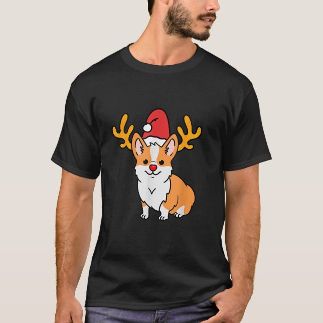 Corgi Reindeer Corgi Christmas  T-Shirt (Front)