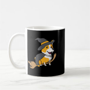 Corgi Riding Broomstick Funny Halloween Dog Coffee Mug