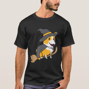 Corgi Riding Broomstick Funny Halloween Dog T-Shirt