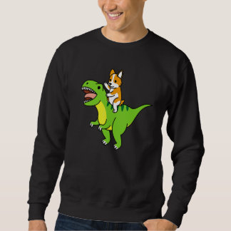Corgi Riding Rex Dinosaur Dog Sweatshirt