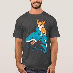 Corgi Riding Shark, Dog Gifts For Dog Lovers, Dog T-Shirt