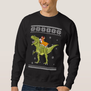 Corgi Riding T Rex Dinosaur Christmas Light Xmas Sweatshirt