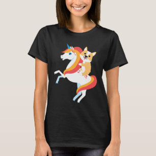 Corgi Riding Unicorn Cute Funny Dog Halloween Cost T-Shirt