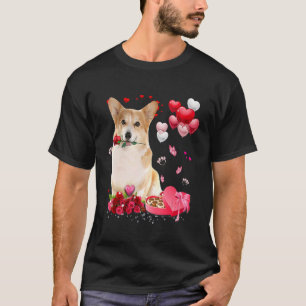 Corgi Rose Heart Happy Valentine Day Dog Mum T-Shirt