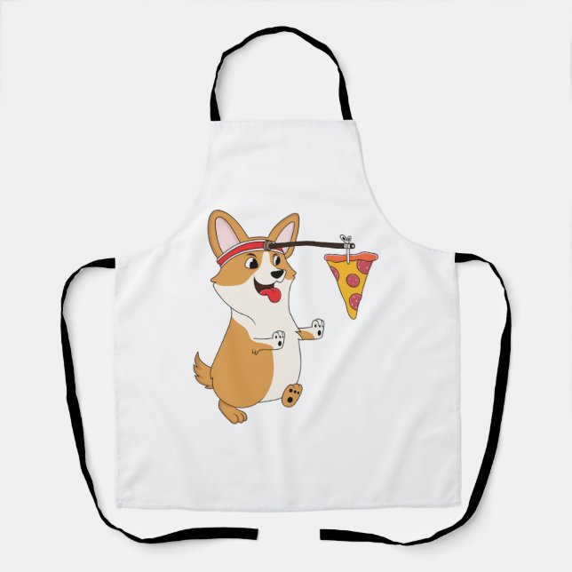 Corgi Running Pizza  Apron (Front)