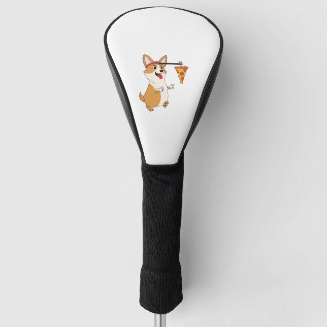 Corgi Running Pizza  Golf Head Cover (Front)