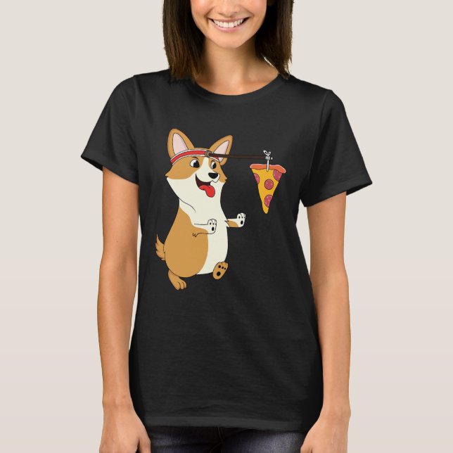 Corgi Running Pizza T-Shirt (Front)