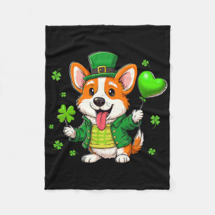 Corgi Saint Patricks Day Corgi Fleece Blanket