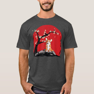 Corgi Sakura Japane Art  T-Shirt