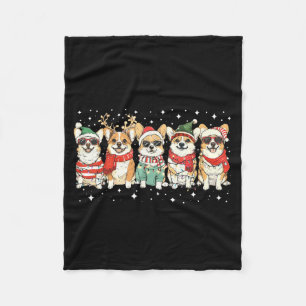 Corgi Santa Christmas Lights Xmas Pj Dog Lover Mer Fleece Blanket