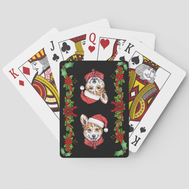 Corgi Santa Christmas Playing Cards (Back)