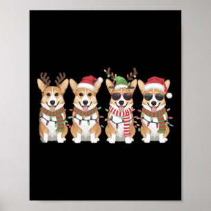 Corgi Santa Christmas Tree Lights Xmas Boys Men Co Poster