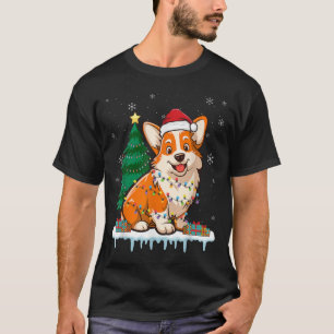 Corgi Santa Christmas Tree Lights Xmas Boys Men Co T-Shirt