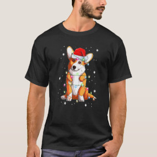 Corgi Santa Christmas Tree Lights Xmas Boys Men Co T-Shirt