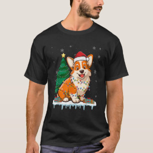 Corgi Santa Christmas Tree Lights Xmas Boys Men Co T-Shirt