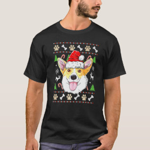 Corgi Santa Christmas Tree Lights Xmas Boys Men Wo T-Shirt