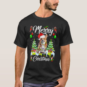 Corgi Santa Christmas Tree Lights Xmas Dog T-Shirt