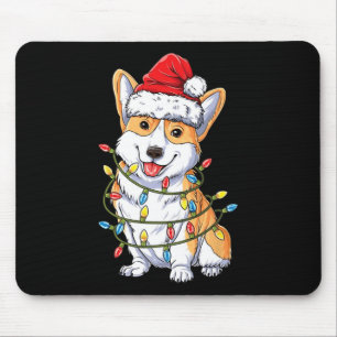 Corgi Santa Christmas Tree Lights Xmas  Mouse Pad