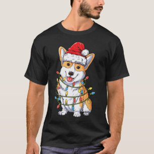 Corgi Santa Christmas Tree Lights Xmas T-Shirt