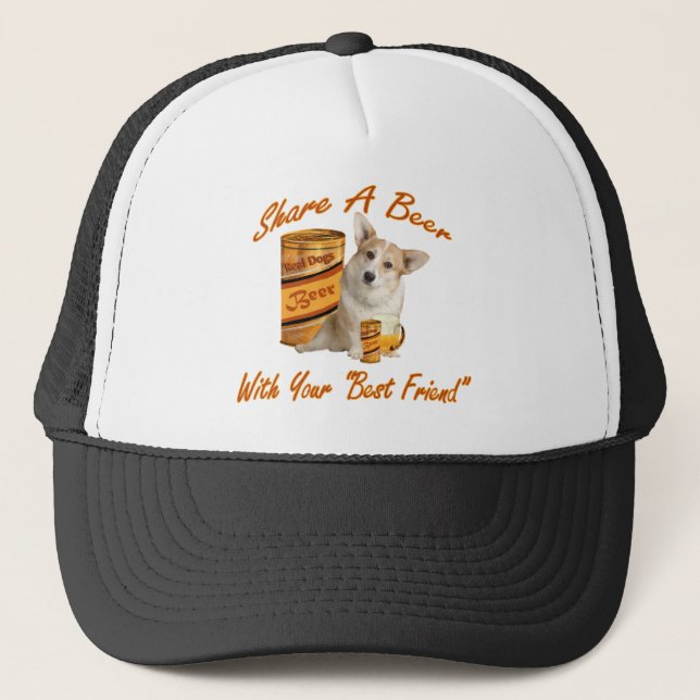 corgi Shares A Beer Trucker Hat (Front)