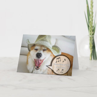 Corgi singing happy birthday card