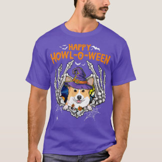 Corgi Skeleton Heart Happy HowlOWeen Costume  T-Shirt