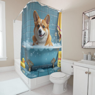 Corgi Sloppy Sleepy Cute Funny  Shower Curtain