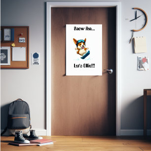 Corgi snowboarding fun poster