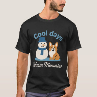 Corgi Snowman Friends Warm Coffee Cute Winter Snow T-Shirt