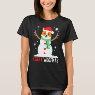 Corgi Snowman Funny Cute Dog Mum Dad Christmas T-Shirt