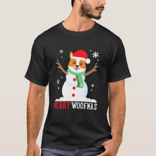 Corgi Snowman Funny Cute Dog Mum Dad Christmas T-Shirt