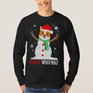 Corgi Snowman Funny Cute Dog Mum Dad Christmas T-Shirt